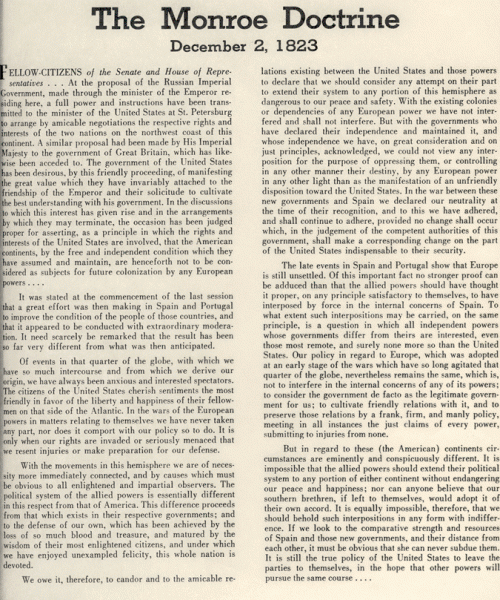 AP US - The Monroe Doctrine