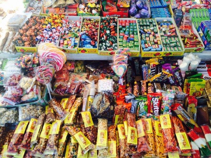 Candies arranged at a puesto (Maria Esquina)